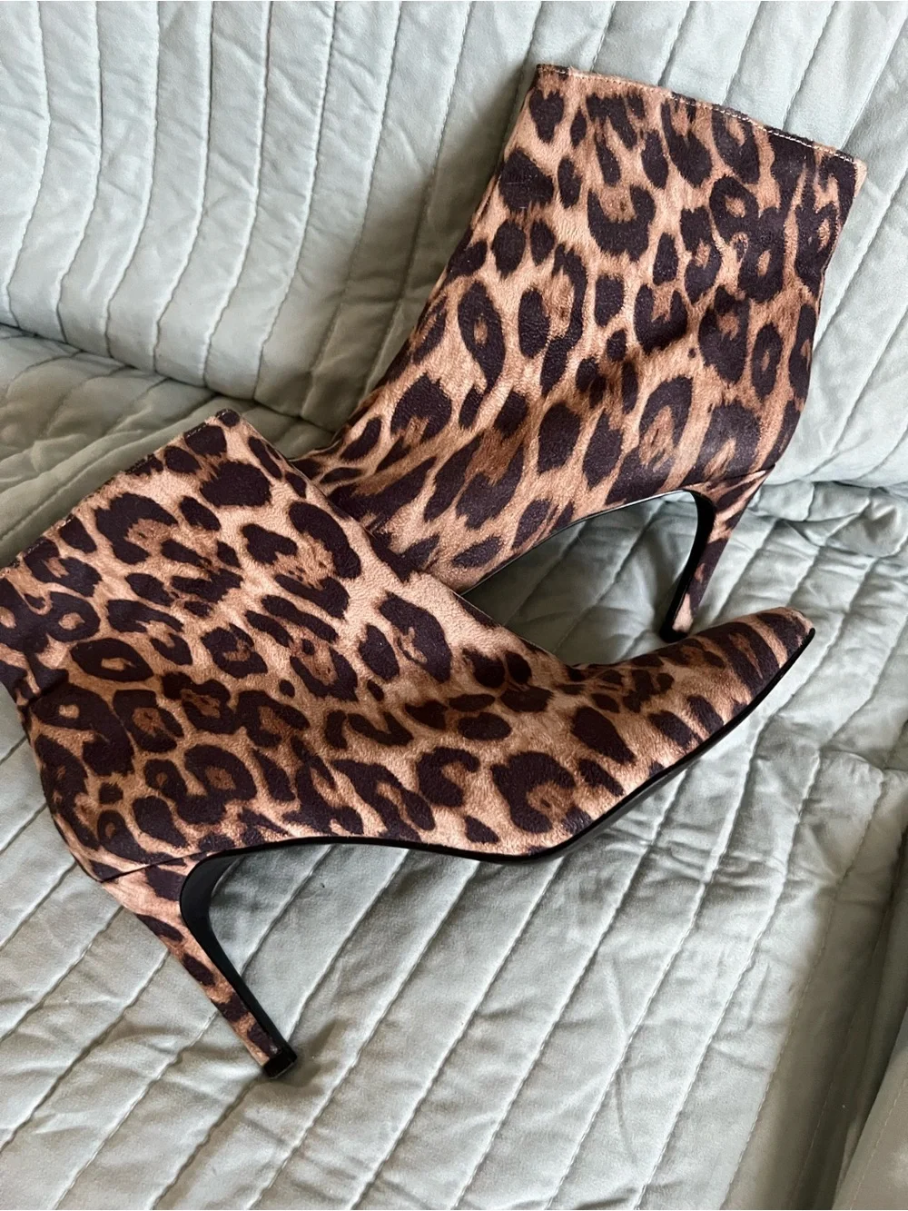 New York & Company Leopard-Print Pointed Toe Ankle Boots - Brown/Black